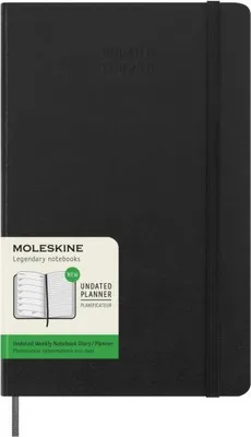 Produktbild von Moleskine Undatierter Wochen Notizkalender, Large/A5, 1 Wo = 1 Seite, Rechts Linierte Seite, Fester Einband, Schwarz