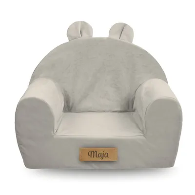 Produktbild von Personalisierter Kindersessel mit Ohren 56x33x42 cm – Hellgrau – Sessel für Babys & Kleinkinder