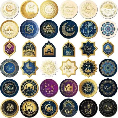 Produktbild von Famanu Sticker Set Eid Mubarak - 144 Stück - Selbstklebend - Ramadan Dekoration