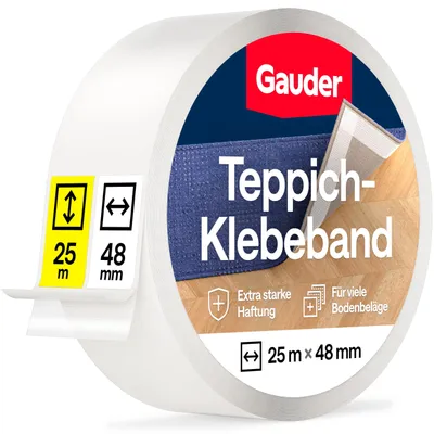 Zdjęcie produktu dla GAUDER Dwustronna taśma do dywanów - Klej do dywanów (25 m x 48 mm)