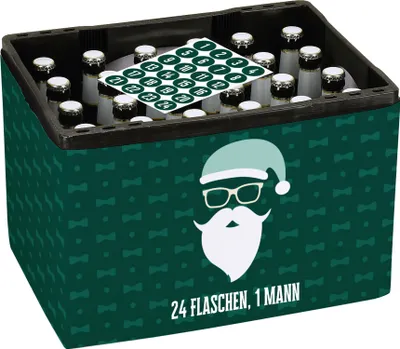Produktbild von Bierkastenbanderole als Adventskalender für Männer - Motiv "24 Flaschen 1 Mann"