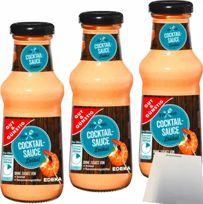 Produktbild von Gut & Günstig delikate Cocktail-Sauce 3er Pack (3x250ml Flasche) + usy Block