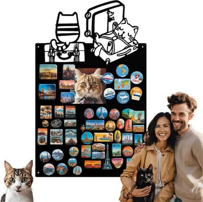 Produktbild von Anwicar Magnettafel - Magnetische Pinnwand mit Katzenmotiv - Schwarz - 80x50 cm