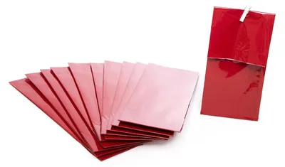 Produktbild von Rote Blockbodenbeutel 7 x 20,5 x 4 cm mit Folieneinlage lebensmittelecht 10 Stück10 Stück