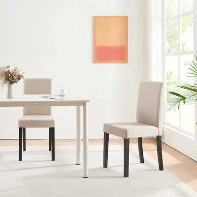 Image de Chaise de salle à manger 'Hamburg' (lot de 2) Chaise rembourrée Textile Pieds en bois Beige
