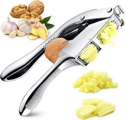 Zdjęcie produktu dla Ręczna maszynka do czosnku 2 w 1 ze stali nierdzewnej