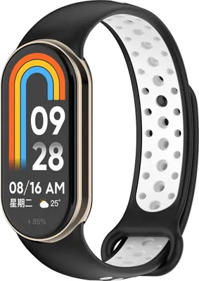 Produktbild von Ersatz Armband für Xiaomi Mi Band 8 Silikon, Farbe:Schwarz Weiß