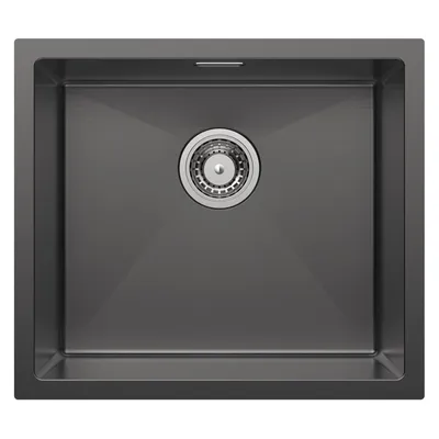 Produktbild von CECIPA Edelstahlspüle 50x44 cm Handgefertigt, Schwarz Nano Küchenspüle Einbauspüle mit Siphon, Kratzfest, Korrosionsbeständig, X-Ablaufdesign