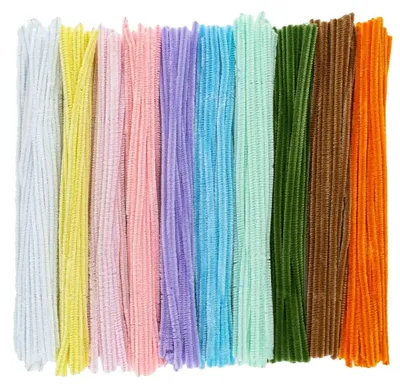 250 Chenilledrähte, 10 Farben, 30 cm, Ø 6 mm, Basteldraht