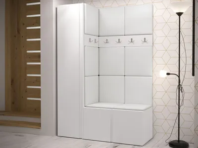 Obrázek produktu pro Předsíňová stěna s botníkem a panely 42x42 SELAND 5 - bílá / bílá