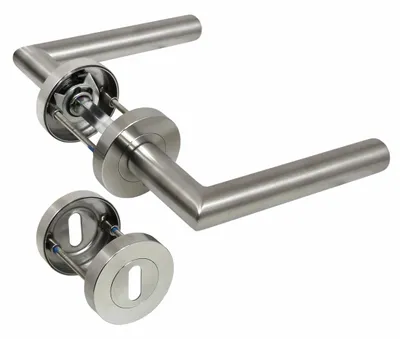 Produktbild von Edelstahl V2A Türbeschlag 1680-L R BB Schraubrosette Türklinke Türdrücker
