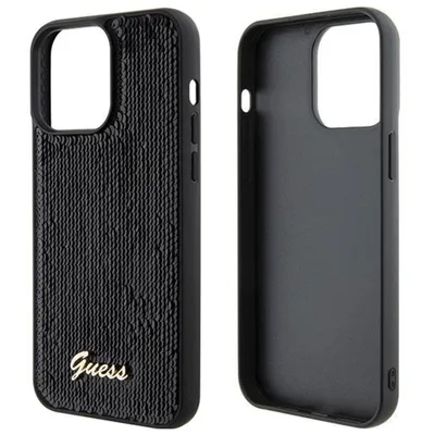 Produktbild von Guess Sequin Script Metal - iPhone 15 Pro Max Hülle (Schwarz)