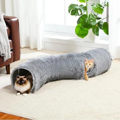 Produktbild von Famanu Spieltunnel für Katzen, Welpen, Kaninchen, kleine Tiere - 108 x 30 x 25 cm