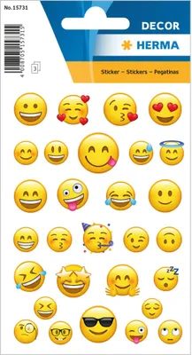 A sheet of decorative emoji stickers.