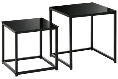Image de Tables d'appoint empilables – Tables en verre | Couleur : Noir | Dimensions : 50x50x52 cm