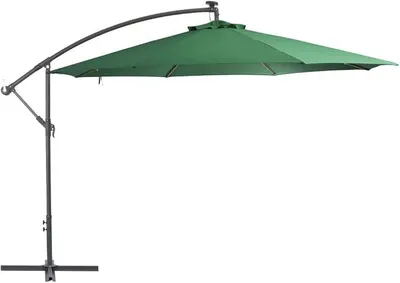 Zdjęcie produktu dla Parasol z oświetleniem LED i metalową podstawą, parasol balkonowy, parasol targowy, do ogrodu, parasol balkonowy, parasole, parasol balkonowy, 350 cm, kolor zielony