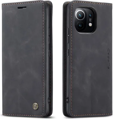 Produktbild von Xiaomi Mi 11 Hülle, Retro Kunstledertasche mit Standfunktion Schutzhülle für Xiaomi Mi 11 Schwarz