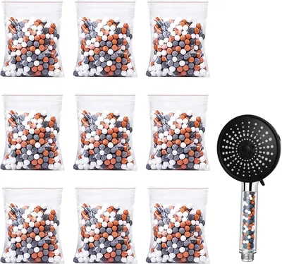 Productafbeelding van Antikalkdouchefilter - Set van 9 - Vervangende douchekop - Minerale doucheballen - Negatieve ionen - Antioxidant chloorfilter