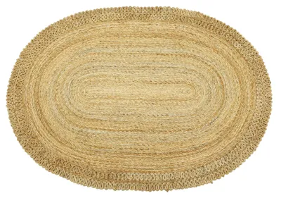 Produktbild von Juteteppich Luca Oval Naturfarbe Beige 160x230 cm handgewebt aus Jute | Moderner Naturteppich Uni im Boho - Style Teppich Oval für Wohnzimmer, Schlafzimmer und Küche