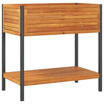 Immagine prodotto di vidaXL Fioriera con ripiano 80x45x80 cm in legno massiccio di acacia e acciaio
