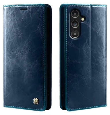 Produktbild von Handyhülle für Samsung Galaxy A16 / A16 5G Kunstleder Klapphülle Vintage Cover Hülle RFID Schutz Case Kartenfach Farbe: Blau