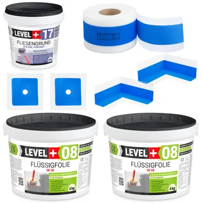 Produktbild von Dichtset Abdichtung Dusche Flüssigfolie Dichtfolie 8kg Fliesnegrund 1,5kg SET335