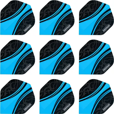 Produktbild von Pentathlon | Dart Flights | 100 Micron | Standard | Hellblau-Schwarz | 3 Sets = 9 Flights