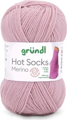 Produktbild von Gründl Hot Socks Merino 50 g/200 m 4-fädig uni 75 % Schurwolle(Merino) /25% Polyamid 02 rose