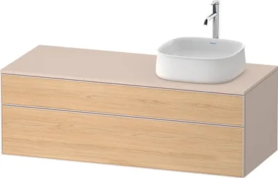 Image de Duravit Zencha Meuble sous-lavabo sur console, 1300x550mm, 1 tiroir, 1 coulissant, découpe à droite, ZE4822R30830000