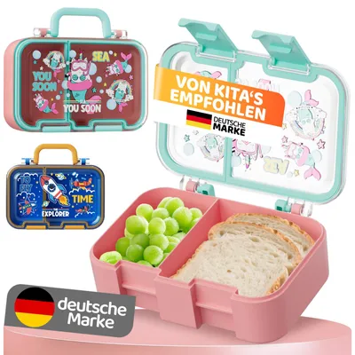 Produktbild von 900ml Brotdose Auslaufsicher Kinder mit Fächern Snackbox mit Fächern Kinder Lunch Box Bento Box Rosa