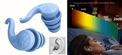 Produktbild von GKA 2 Stück 3-Lagen Geräuschfilterung Silikon Ohrstöpsel blau ruhig Schlafen Lesen & Reisen Stöpsel für Ohren wieder verwendbar Seitenschläfer