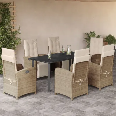 Productafbeelding van Maison Exclusive - Tuinset voor de tuin, 7-delig, met kussens, beige, van polyrotan