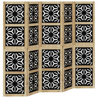Produktbild von 5-tlg. Raumteiler Braun und Schwarz Massivholz Paulownia