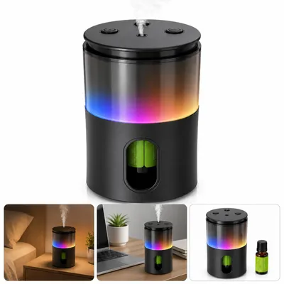 Produktbild von Wasserloser Aroma Diffuser 2000mAh, Nebel Duftzerstäuber ohne Wasser, USB-C wiederaufladbar, 8 RGB LED Farben, 4 Timer, für Auto Büro Schlafzimmer