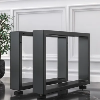 Produktbild von 2er-Set MORENA | Lounge Tisch Kufe | Schwarz | Füße: 6x6cm | B68xH36cm | U Tischgestell, TischKufe Schwarz
