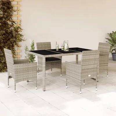 Image de Maison Exclusive - Ensemble à manger de jardin avec coussins 5 pcs rotin et verre