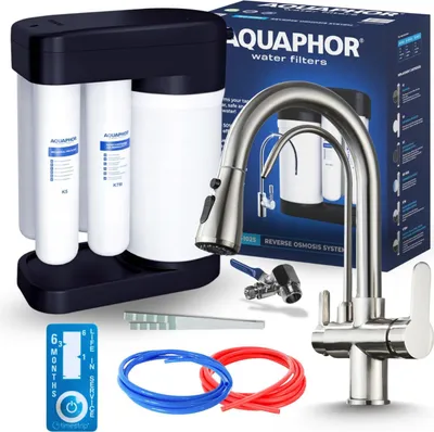 Immagine prodotto di Rubinetto da cucina a 3 vie Ari Nordic con doccetta estraibile, acciaio inox, miscelatore girevole per lavello con filtro acqua
