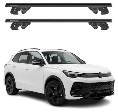 Produktbild von Dachträger Grundtäger für VW Tiguan III 2023-2026 Alu 90kg Schwarz 2tlg, KI-generiertes Bild
