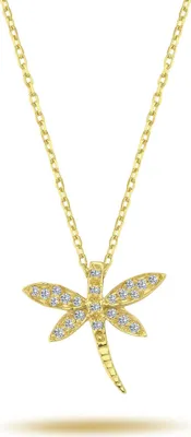 Immagine prodotto di Collana con diamante Libellula (taglio brillante) in oro giallo 14 carati