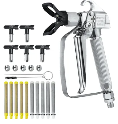 Immagine prodotto di Pistola a spruzzo per verniciatura airless VEVOR, pistola a spruzzo per verniciatura airless ad alta pressione da 3600 PSI, set di pistole a spruzzo per verniciatura airless con filtro, ago di pulizia e pennello