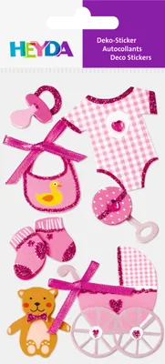 Produktbild von Sticker-Etikett Baby Girl 1 9 Stück bunt Packung mit 6 Stück