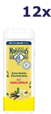 Produktbild von 12x Le Petit Marseillais Douchecrème - 400 ml - Biologische vanillemelk