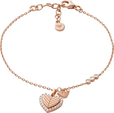 Produktbild von Emporio Armani EG3626221 Damen Armband Herz Sterling-Silber 925 Rose weiß 19 cm