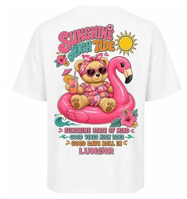 Produktbild von Damen Oversize T-Shirt Weiß XL – Bedrucktes Shirt mit Sommer Motiv aus Baumwolle – LUNØIR ©