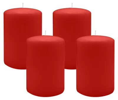 Produktbild von Flachkopf-Stumpenkerzen Weihnachtsrot Erdbeere 120 x Ø 60 mm, 4 Stück