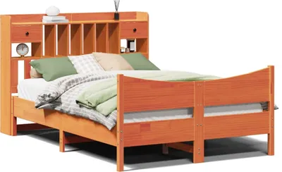 Produktbild von vidaXL Massivholzbett ohne Matratze Wachsbraun 160x200 Kiefernholz