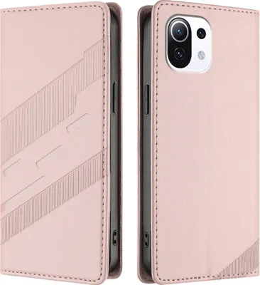 Produktbild von Hülle für Xiaomi Mi 11 Lite/Mi Xiaomi 11 Lite 5G Ne, Kunstleder Brieftaschen Handyhülle mit Kartenfach und Standfunktion Pink