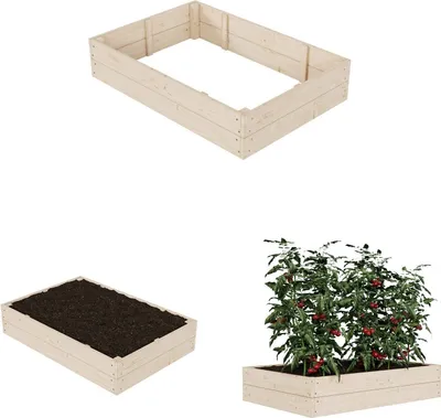 Produktbild von QLS Hochbeet 120x80 cm aus Holz zum Bepflanzen von Gemüse Kräutern Garten 11167