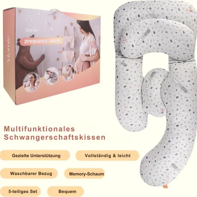 Obrázok produktu pre Momie™ Nastaviteľný 5-dielny tehotenský vankúš - Modulárna pamäťová pena - Vankúš na bočné spanie a dojčenie - Odnímateľný poťah 180x80 cm