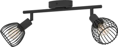 Produktbild von EGLO Deckenstrahler Sonnino, Deckenlampe 2-fach, Deckenleuchte Industrial mit schwenkbaren Spots aus schwarzem Metall, Deckenspots mit E14 Fassung